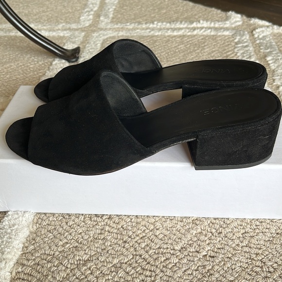 Vince Rachelle-2 Black Suede Slide with Block Heel Size 8.5 - Picture 5 of 11